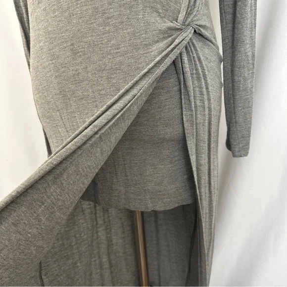 BCBG Maxazria Twist Front Midi Long Sleeve Dress Womens‎ Size XXS Heather Gray - Picture 8 of 16